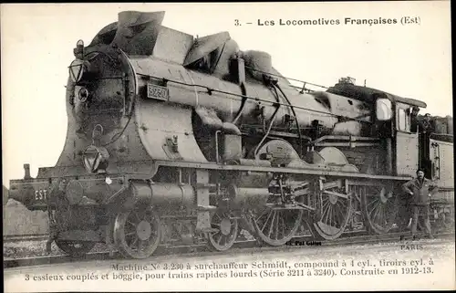 Ak Les Locomotives Francaises Est, Machine No. 3.230, Französische Eisenbahn, Dampflok