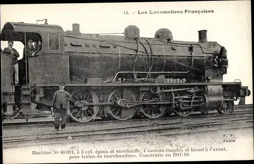 Ak Französische Eisenbahn, Dampflok, Tender 40.011