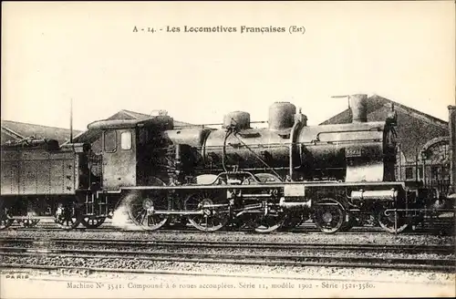 Ak Französische Eisenbahn, Est, Dampflok No. 3541