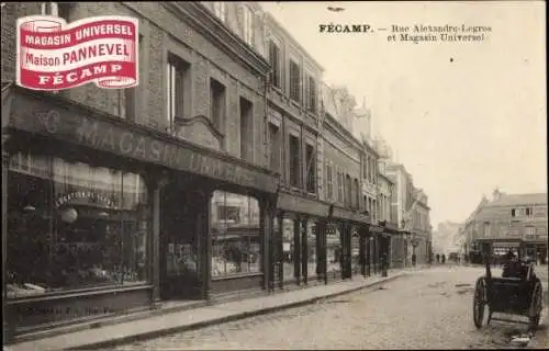 Ak Fécamp Seine Maritime, Rue Alexandre-Legros et Magasin Universel