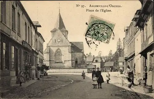 Ak Angerville-l’Orcher Seine Maritime, Place de l'Eglise