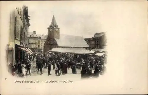 Ak Saint Valery en Caux Seine Maritime, Le Marché