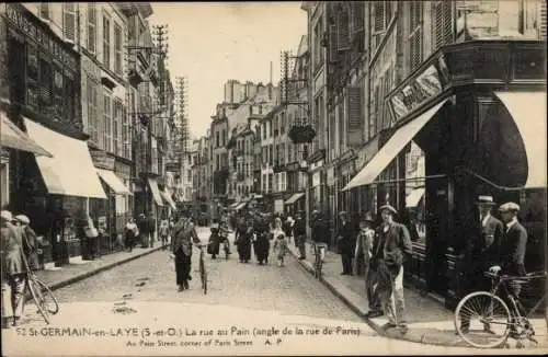 Ak Saint Germain en Laye Yvelines, La Rue au Pain, Geschäfte