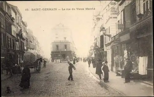 Ak Saint Germain en Laye Yvelines, La rue du Vieux Marché, Geschäfte