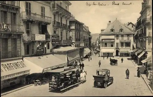 Ak Aix les Bains Savoie, Place Carnot, Pferdebahn