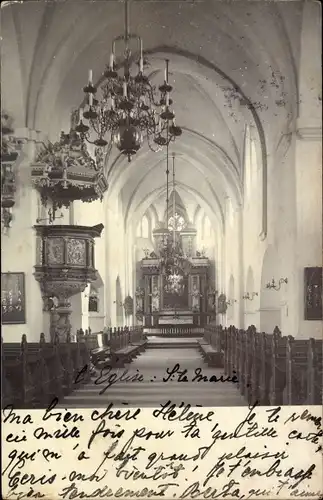 Ak Ystad Schweden, Kirche, Innenansicht