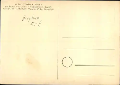 Künstler Ak Moritz, Lustige Gezähekiste, bergmännische Begriffe, Bild 41 Staubsteiger