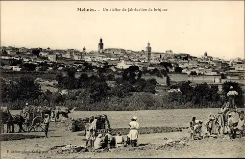 Ak Meknès Marokko, Un atelier de fabrication de briques