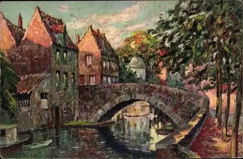 Künstler Ak Bruges Brügge Flandern Westflandern, le Quai Vert, Nr. 450