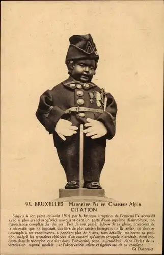 Ak Bruxelles Brüssel, Manneken-Pis en Chasseur Alpin