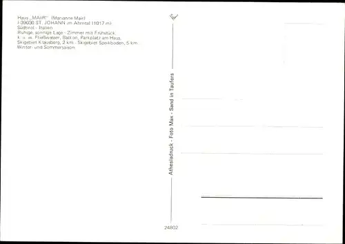Ak Sankt Johann im Ahrntal San Giovanni Südtirol, Haus Mair
