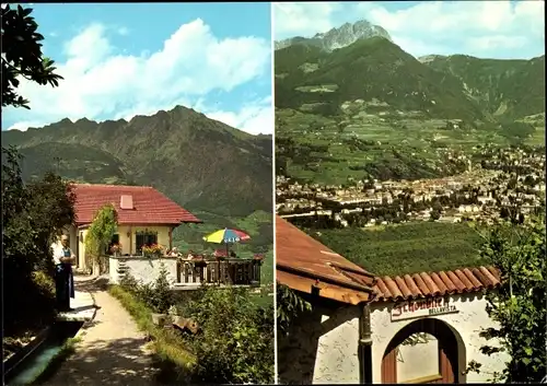 Ak Marling Marlengo Südtirol, Gasthaus Schönblick, Jausenstation, Aussichtsterrasse