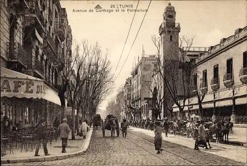 Ak Tunis Tunesien, Avenue de Carthage et le Palmarium