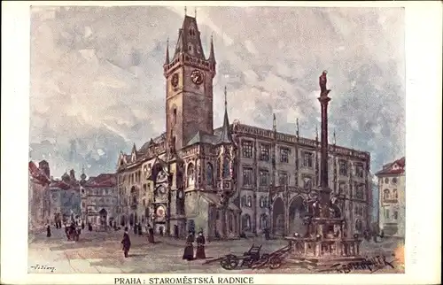 Künstler Ak Praha Prag Tschechien, Staromestska Radnice