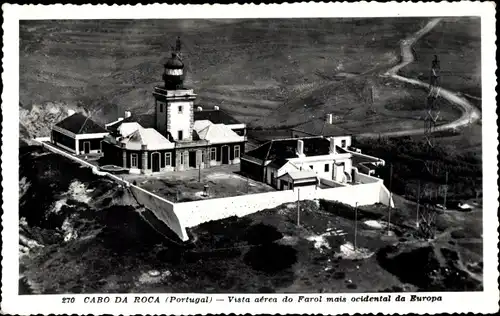 Ak Cabo da Roca Portugal, Vista aerea do Farol mais ocidental da Europa