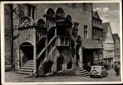 Ak Pößneck in Thüringen, Rathaus, Eingangsbereich