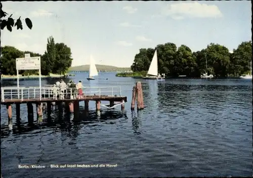 Ak Berlin Spandau Kladow, Blick auf Insel Imchen und die Havel