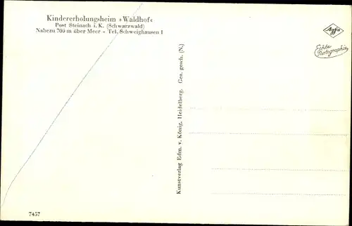 Ak Steinach im Schwarzwald, Kindererholungsheim Waldhof