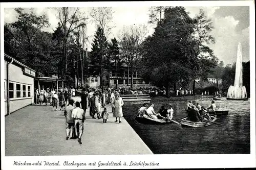 Ak Wald im Rheinland Solingen, Ittertal, Märchenwald, Oberbayern mit Gondelteich u. Leuchtfontäne