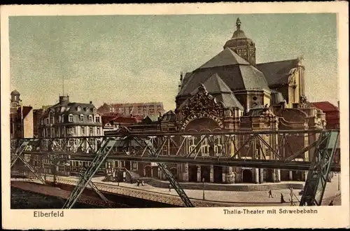 Ak Elberfeld Wuppertal, Thalia-Theater mit Schwebebahn