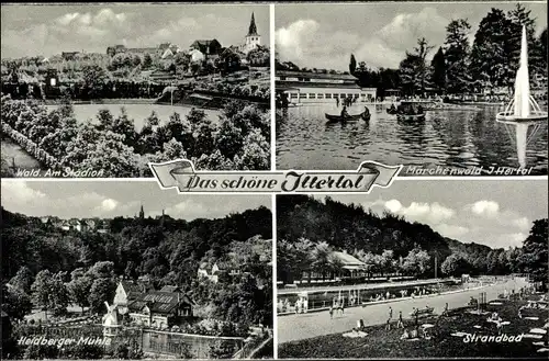 Ak Wald im Rheinland Solingen, Ittertal, Märchenwald, Stadion, Heidberger Mühle, Strandbad