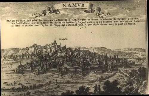Ak Namur Wallonien, Citadelle, Stadt im Jahre 1670