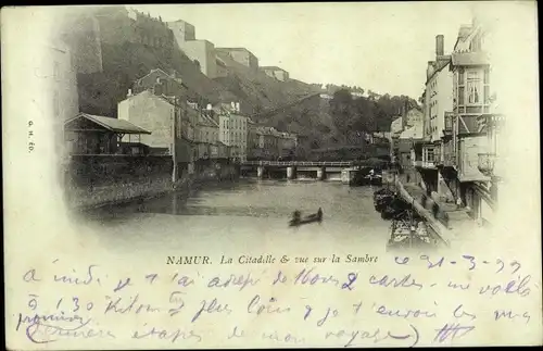 Ak Namur Wallonien, La Citadelle, Vue sur la Sambre