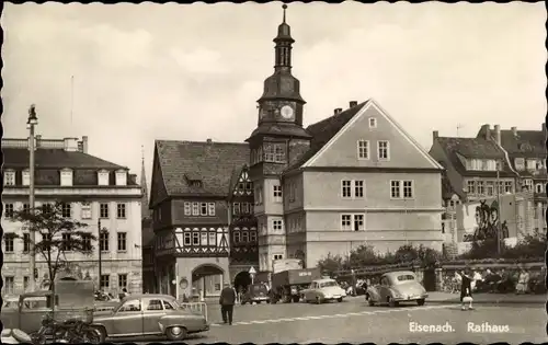 Ak Lutherstadt Eisenach in Thüringen, Straßenpartie, Rathaus