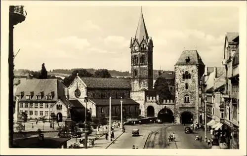 Ak Lutherstadt Eisenach in Thüringen, Kirche, Nicolaitor, Straßenszene