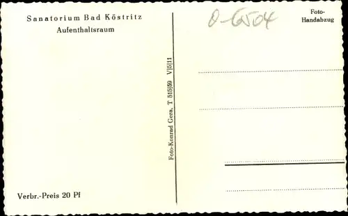 Ak Bad Köstritz Thüringen, Sanatorium, Aufenthaltsraum, Innenansicht