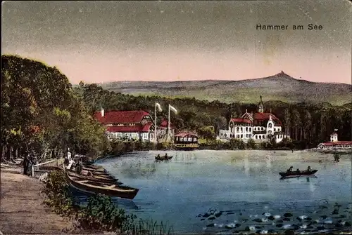 Ak Hamr na Jezeře Hammer am See Region Reichenberg, Bootspartie auf dem Hammersee