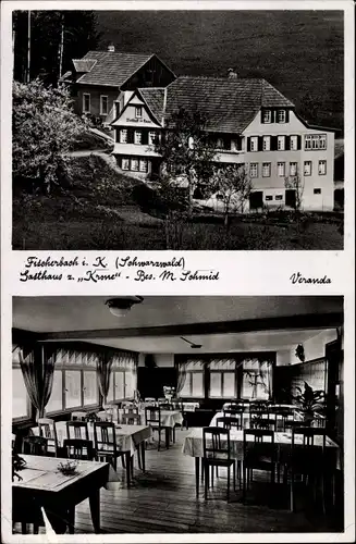 Ak Fischerbach Haslach im Kinzigtal Schwarzwald, Gasthaus zur Krone, Veranda