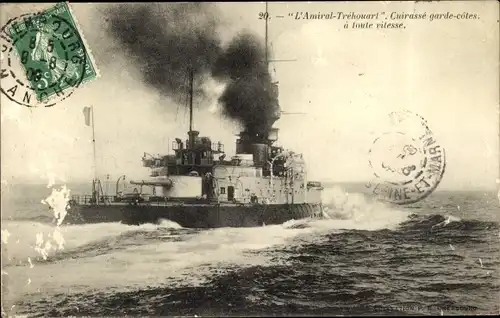 Ak Französisches Kriegsschiff, Cuirasse L'Amiral Trehouart