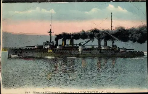 Ak Französisches Kriegsschiff, Cuirasse Voltaire