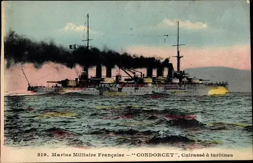 Ak Französisches Kriegsschiff Condorcet, Cuirassé