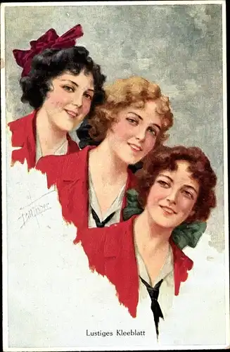 Künstler Ak Fisher, Bill, Lustiges Kleeblatt, Drei Frauen