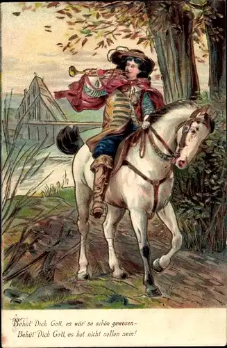 Präge Litho Behüt dich Gott, Trompeter v. Säckingen