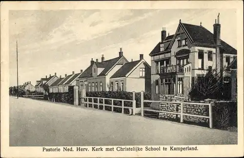 Ak Kamperland Noord Beveland Zeeland Niederlande, Pastorie Ned. Herv. Kerk, Christelijke School