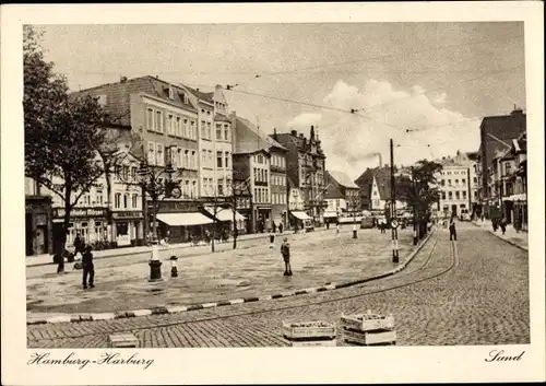 Ak Hamburg Harburg, Sand, Gleise, Straßenpartie