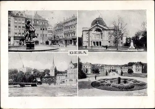 Ak Gera in Thüringen, Schloss, Markt, Russisches Theater