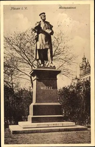 Ak Plauen im Vogtland, Moltkedenkmal, Statue