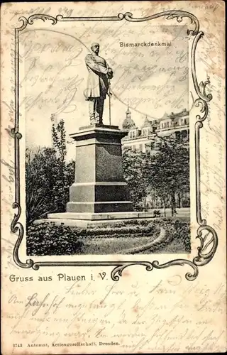 Ak Plauen im Vogtland, Bismarckdenkmal, Statue