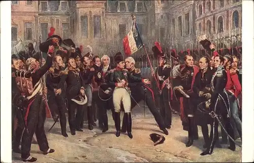 Künstler Ak Vernet, H., Adieux de Napoleon a la Garde Imperiale a Fontainebleau 1814