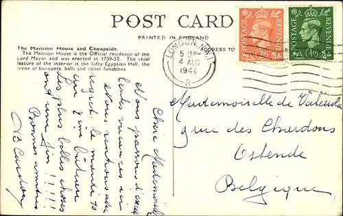 Ak London City England, The Mansion House and Cheapside, Busse