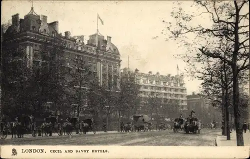 Ak London City England, Cecil and Savoy Hotels