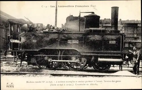 Ak Französische Eisenbahn, Dampflok No. 21.696, Etat
