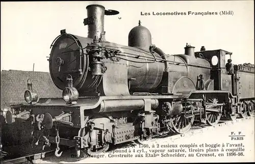 Ak Französische Eisenbahn, Dampflokomotive, Chemin de fer, Midi, Machine 1760