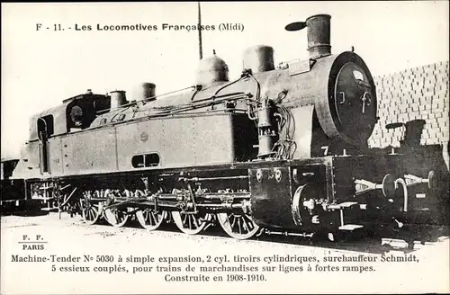 Ak Französische Eisenbahn, Dampflok No. 5030, Midi