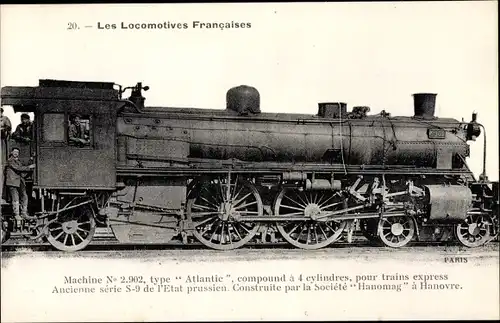 Ak Französische Eisenbahn, Dampflok No. 2.902, Type Atlantic, Hanomag