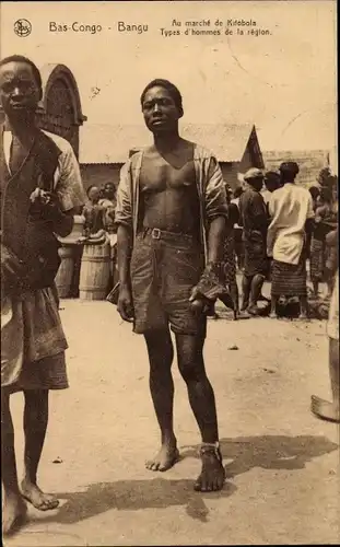 Ak Bas Congo, Bangu, Au Marché de Kitobola, Types d'hommes de la region, afrikanische Männer